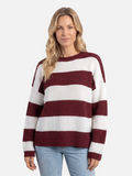 Oversized Striped Ribbed Jumper with Puff Sleeves