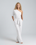 Off-Shoulder Jumpsuit with Wide-Leg Trousers