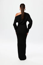Off Shoulder Knit Maxi Dress – Stretch Bodycon Jumper Dress