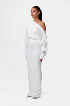 Off Shoulder Knit Maxi Dress – Stretch Bodycon Jumper Dress