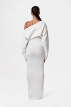 Off Shoulder Knit Maxi Dress – Stretch Bodycon Jumper Dress