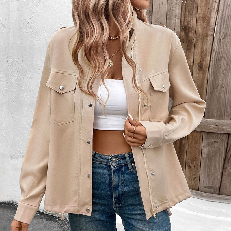 Women's Jacket with Chest Pockets – Elegant Utility Jacket