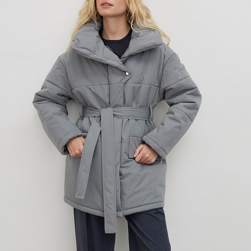 Quilted Jacket with Adjustable Waist Belt – Chic Fit