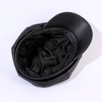Women's Faux Leather Baker Boy Cap with Panelled Crown