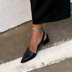 Croc-Effect Pointed Slingback Heels