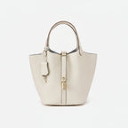 Structured Basket Handbag with Twist Lock – Faux Leather Bucket Bag