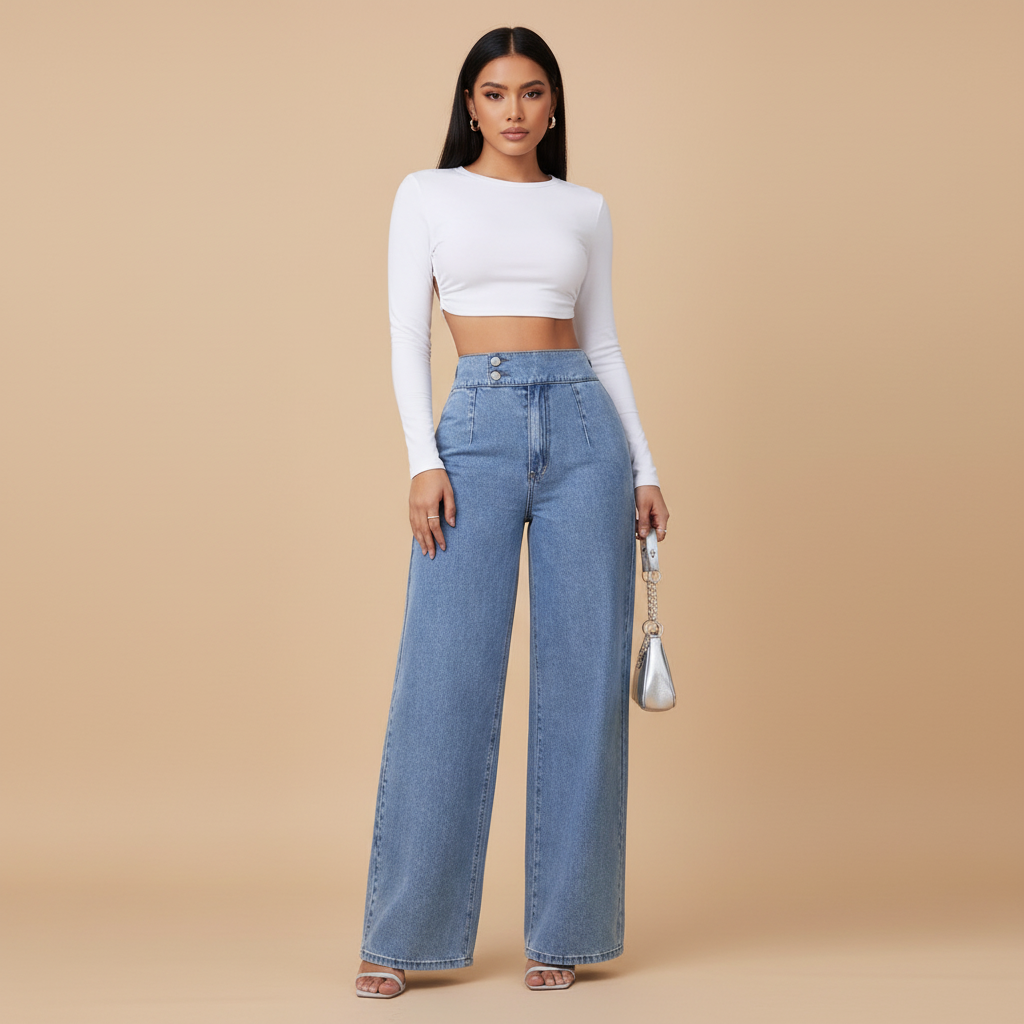 High Rise Wide Leg Jeans – Modern Full Length Denim