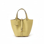 Structured Basket Handbag with Twist Lock – Faux Leather Bucket Bag