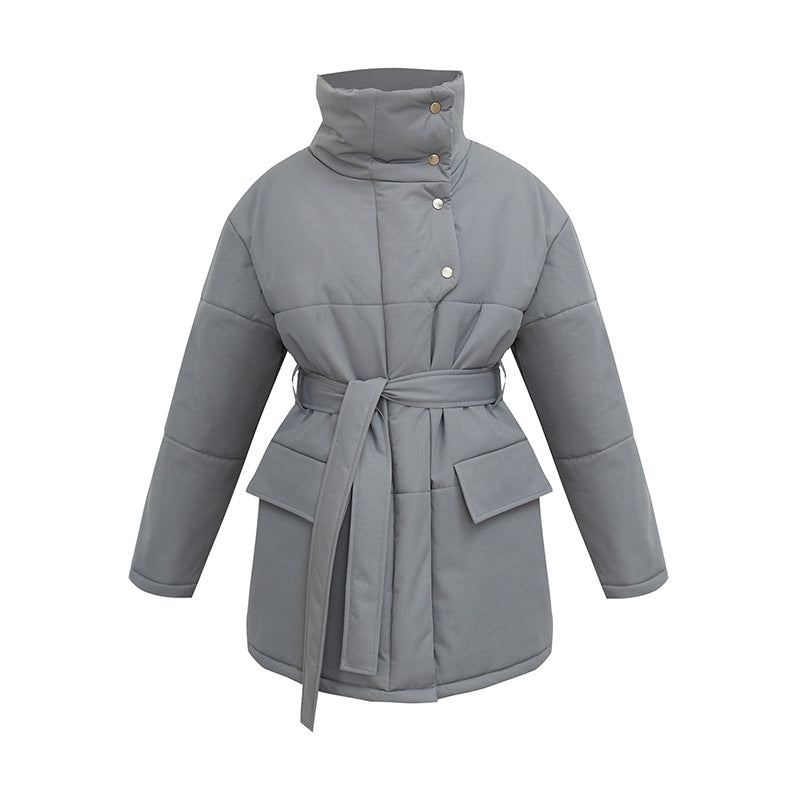 Quilted Jacket with Adjustable Waist Belt – Chic Fit