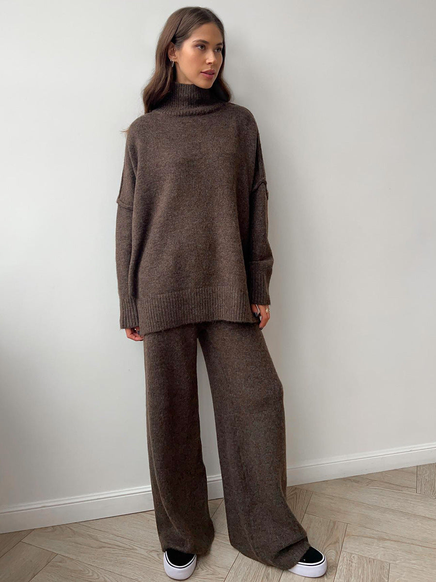 Knitted Roll Neck Lounge Set – Jumper and Trousers