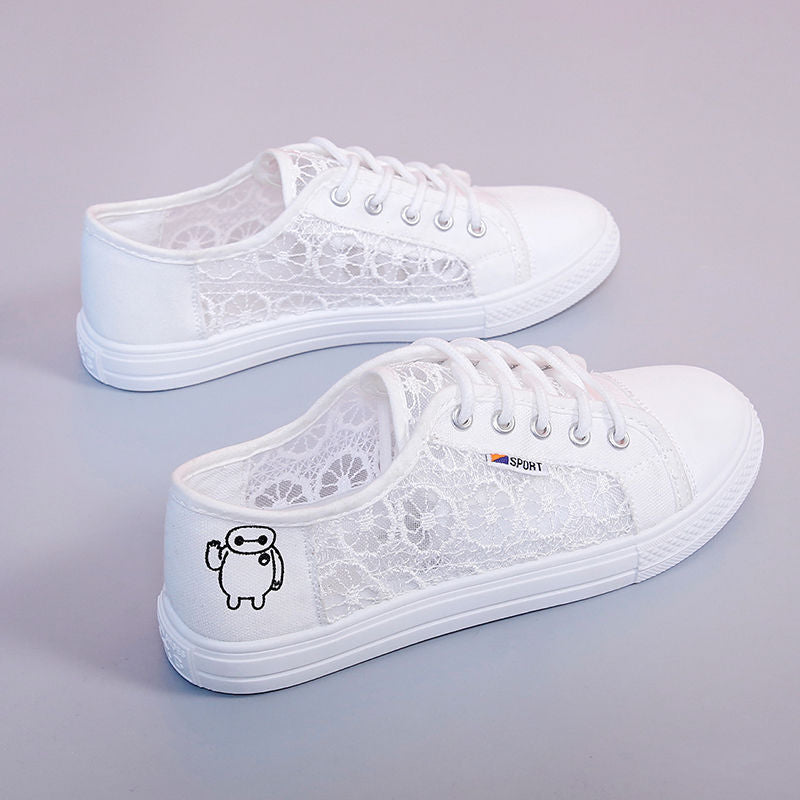Women's Lace Panel Trainers with Toe Caps