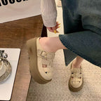 Women's Closed-Toe Platform Mule Sandals with Buckle Strap
