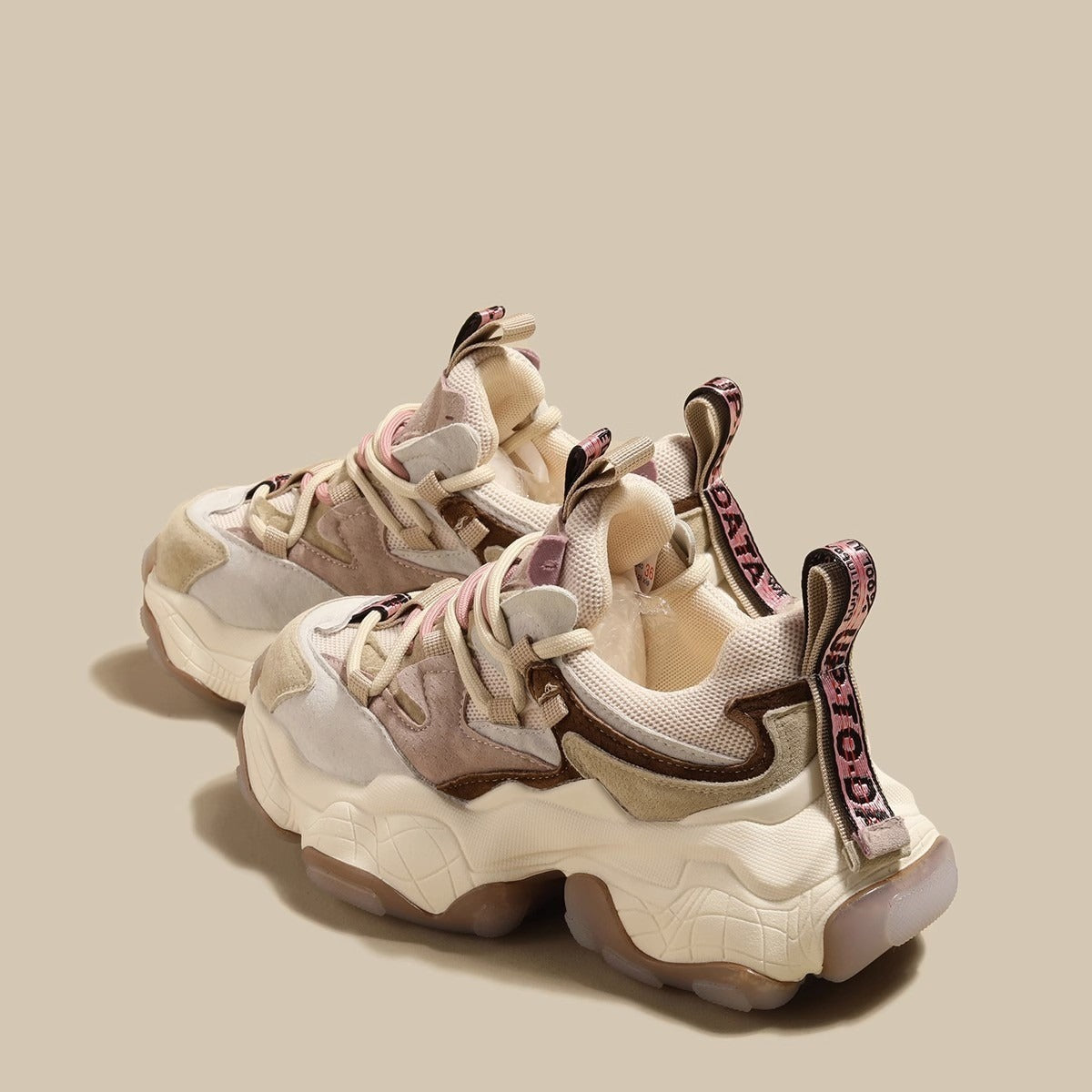Women's Chunky Platform Trainers – Breathable Mesh Lace-Up Sneakers