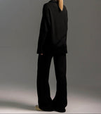 Women's Relaxed Two-Piece Co-Ord Set – Collared Sweater and Wide-Leg