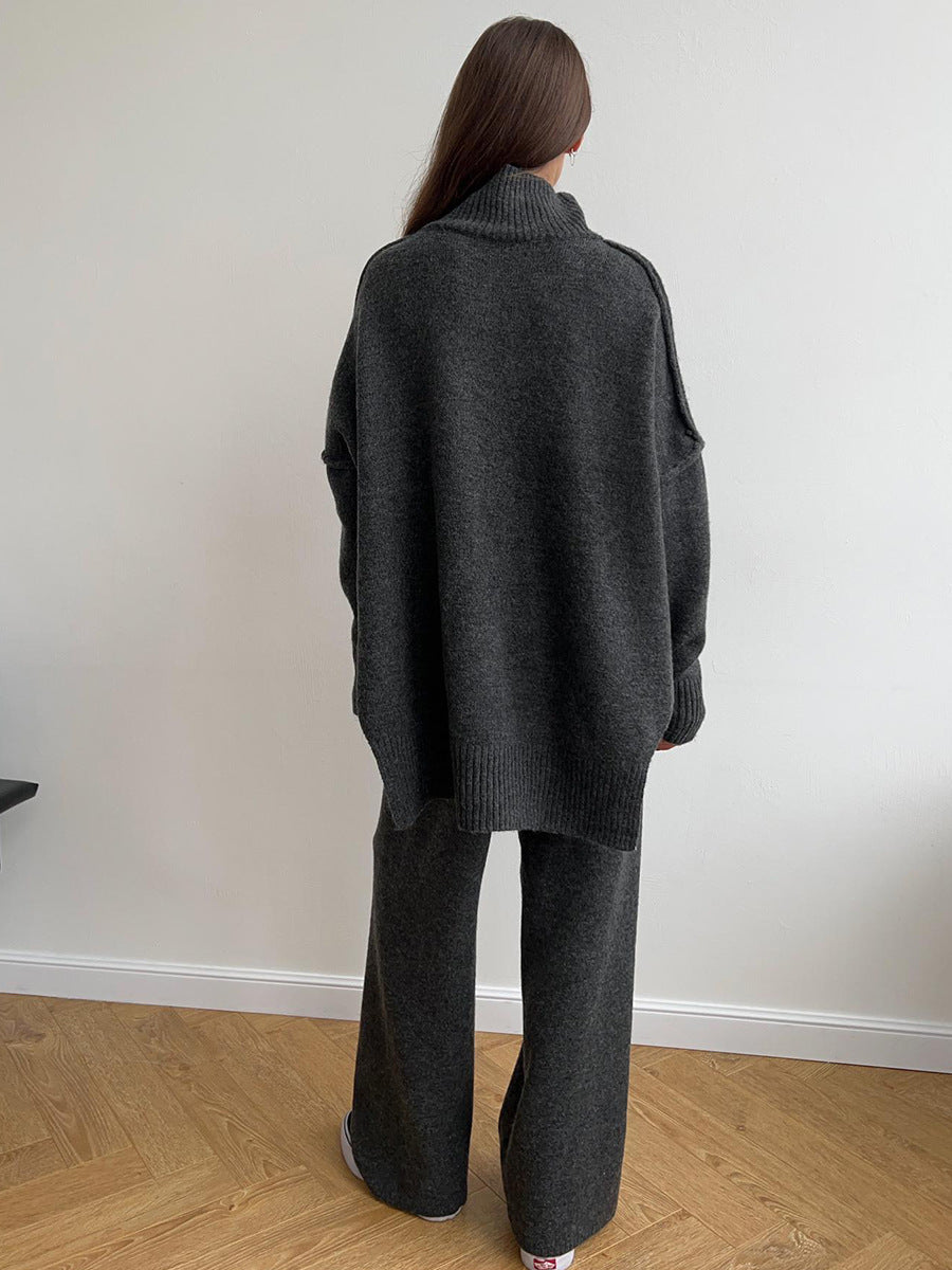 Knitted Roll Neck Lounge Set – Jumper and Trousers