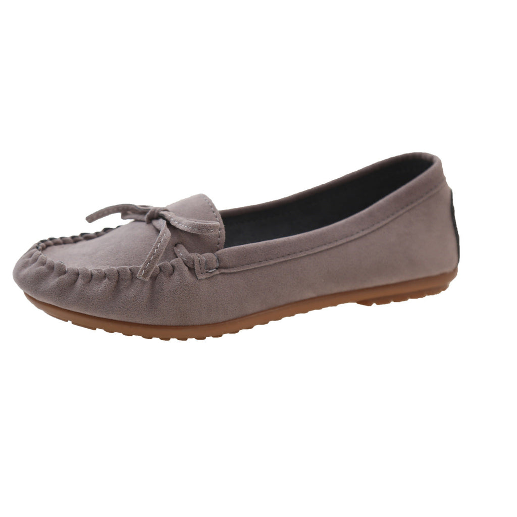 Women's Bow Detail Moccasin Loafers with Apron Stitching