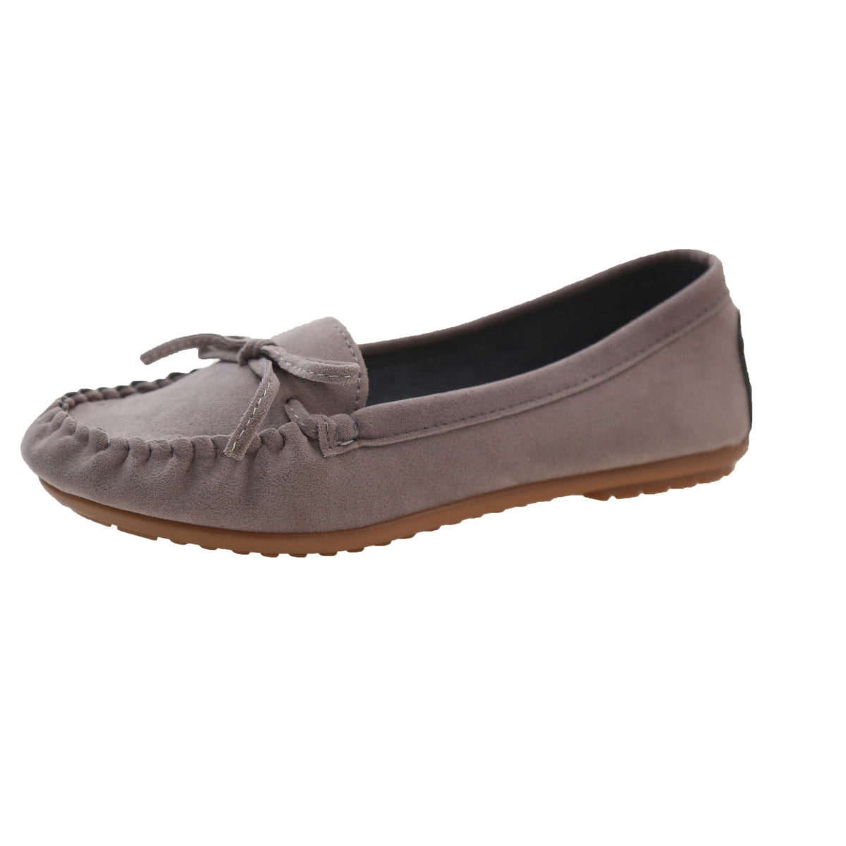 Women's Bow Detail Moccasin Loafers with Apron Stitching