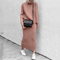 Women's Ribbed Roll-Neck Skirt Co-Ord – Relaxed Long-Sleeve Jumper