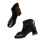 Women's Square-Toe Ankle Boots – Embellished Block-Heel Boots