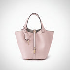 Structured Basket Handbag with Twist Lock – Faux Leather Bucket Bag
