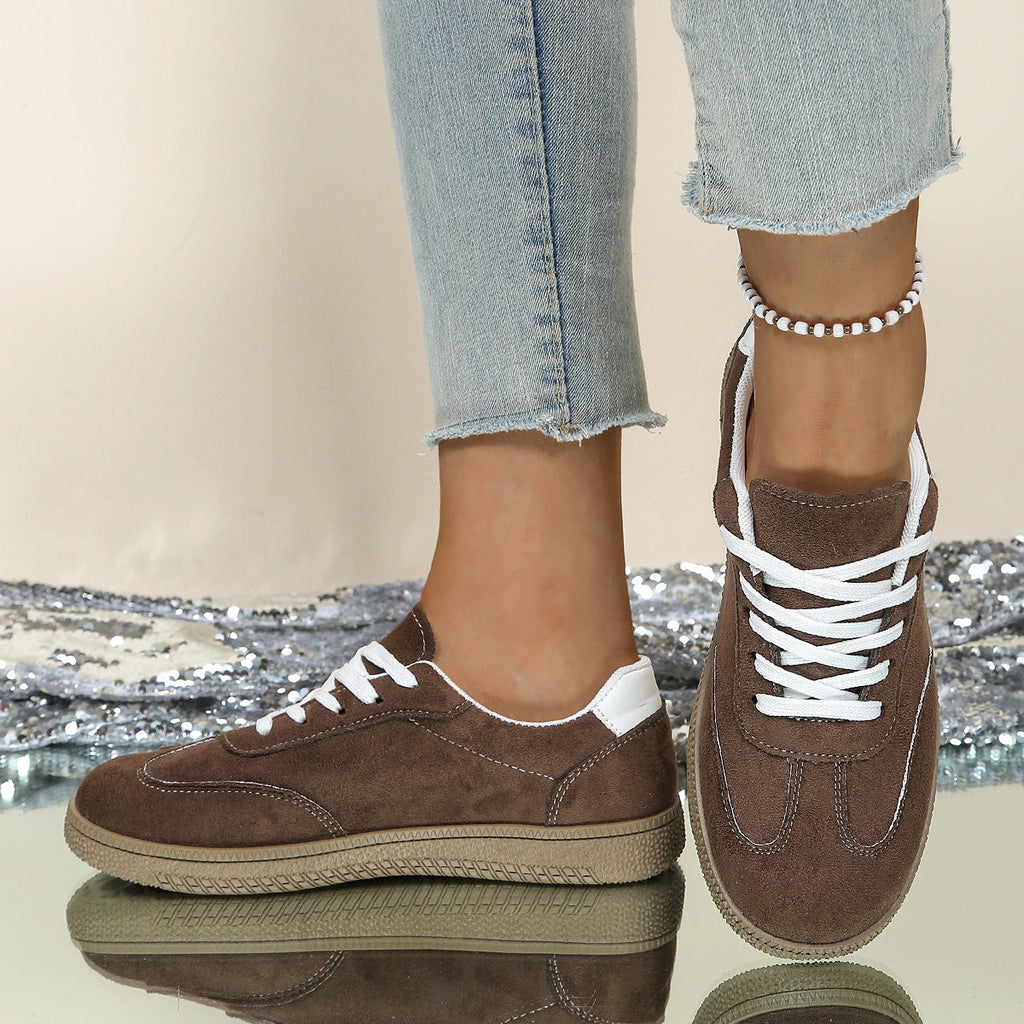 Women's Minimalist Lace-Up Trainers with Textured Uppers