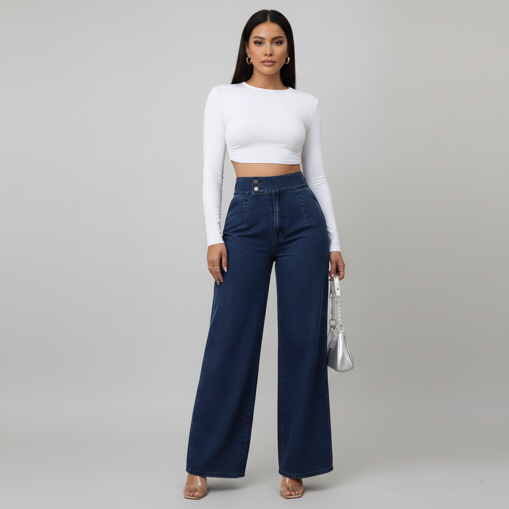 High Rise Wide Leg Jeans – Modern Full Length Denim