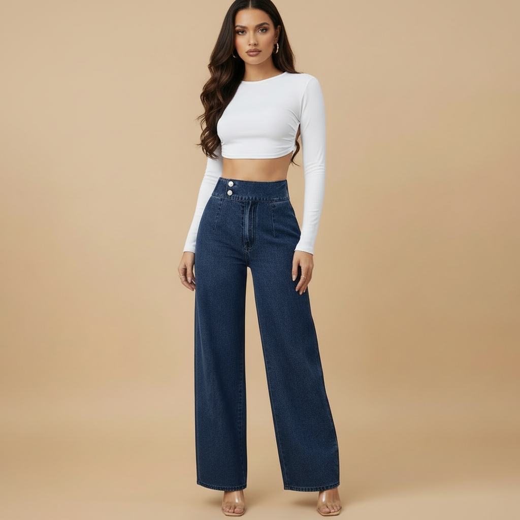 High Rise Wide Leg Jeans – Modern Full Length Denim
