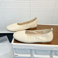 Women's Ruched Ballet Flats – Soft Suede-Look Slip-On Shoes