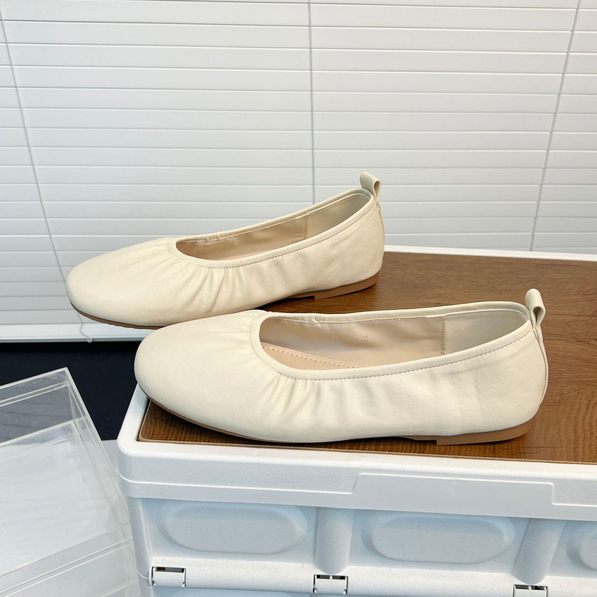 Women's Ruched Ballet Flats – Soft Suede-Look Slip-On Shoes