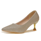 Women's Shimmer Court Shoes with Sculpted Heels