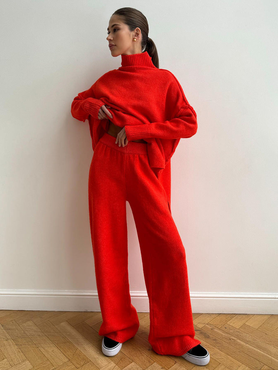 Knitted Roll Neck Lounge Set – Jumper and Trousers