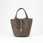 Structured Basket Handbag with Twist Lock – Faux Leather Bucket Bag