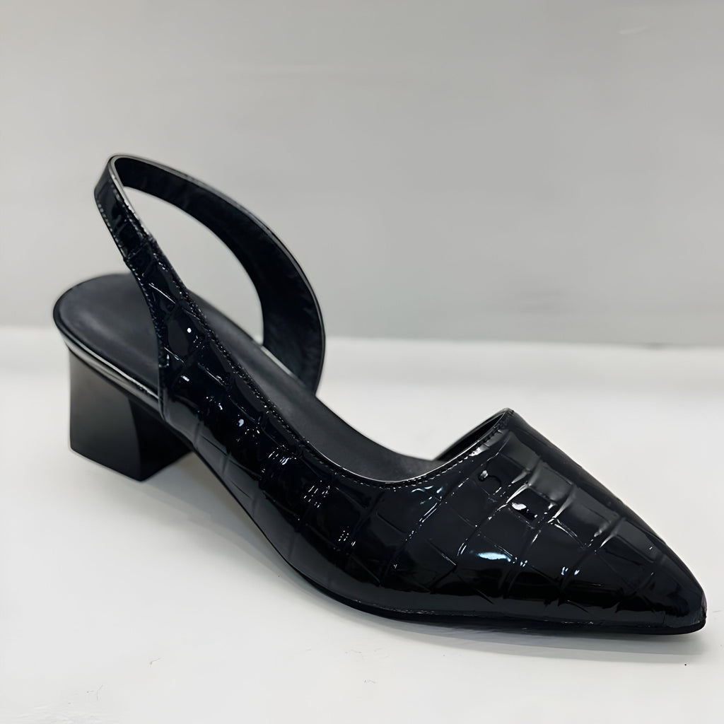 Croc-Effect Pointed Slingback Heels