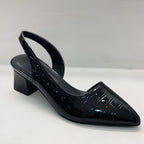 Croc-Effect Pointed Slingback Heels