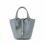 Structured Basket Handbag with Twist Lock – Faux Leather Bucket Bag