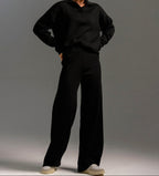 Women's Relaxed Two-Piece Co-Ord Set – Collared Sweater and Wide-Leg