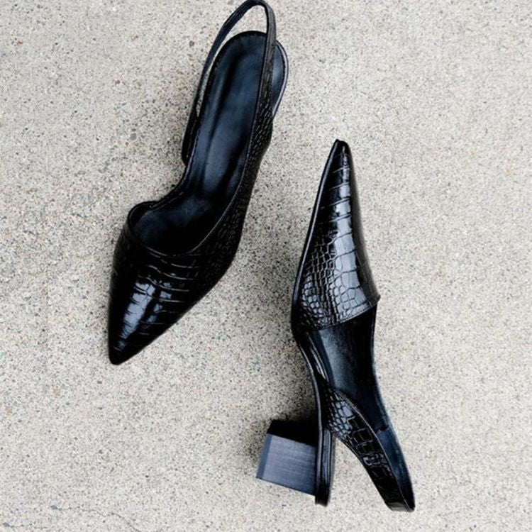 Croc-Effect Pointed Slingback Heels