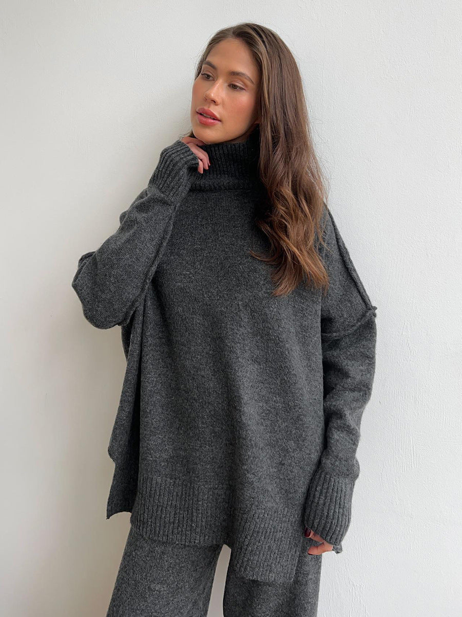Knitted Roll Neck Lounge Set – Jumper and Trousers