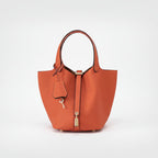 Structured Basket Handbag with Twist Lock – Faux Leather Bucket Bag