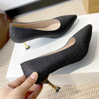 Women's Shimmer Court Shoes with Sculpted Heels