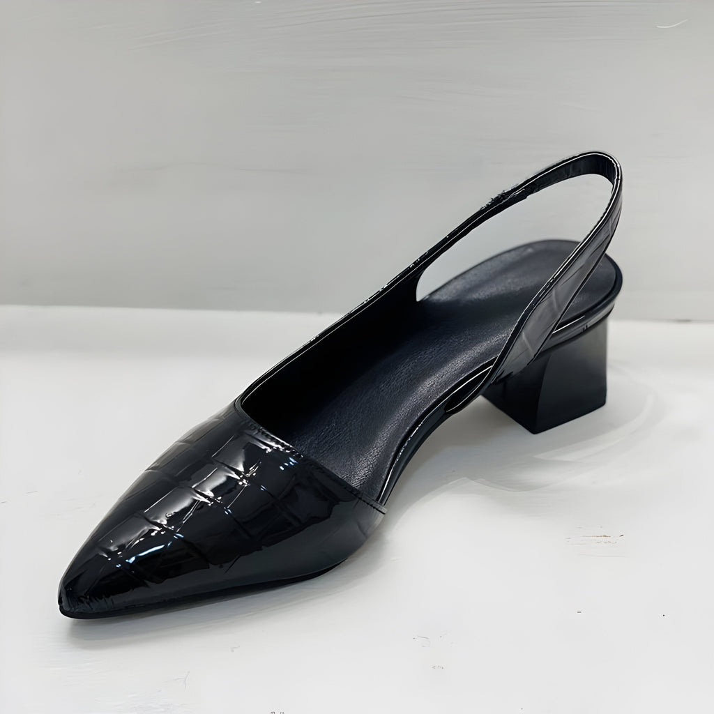 Croc-Effect Pointed Slingback Heels