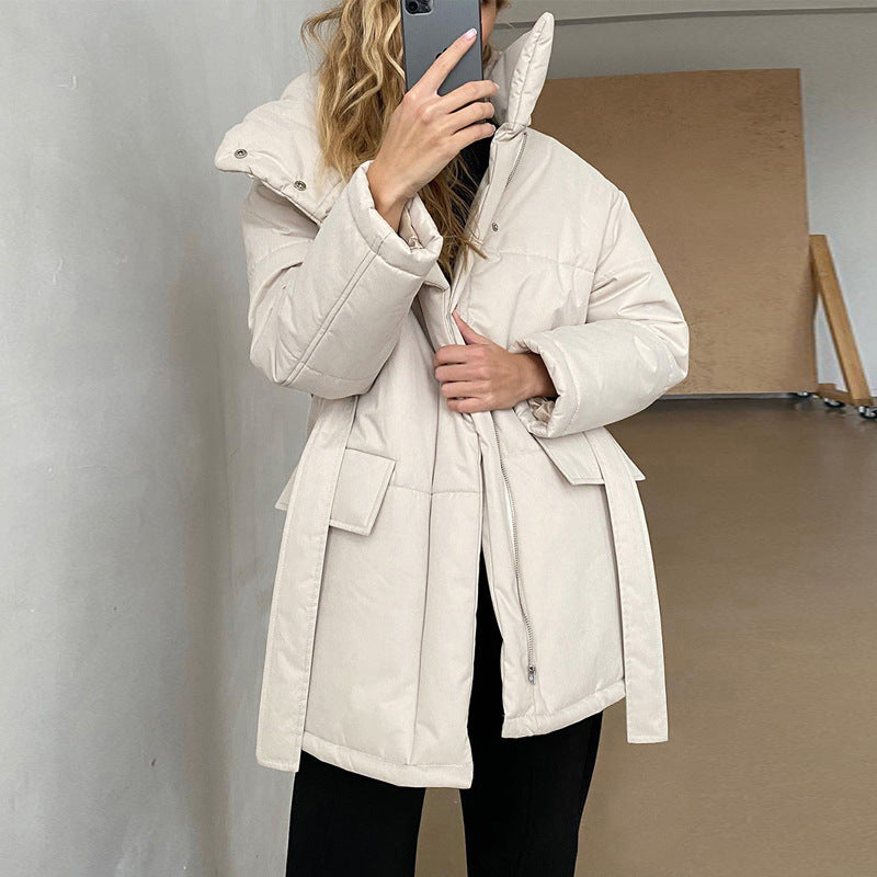 Quilted Jacket with Adjustable Waist Belt – Chic Fit