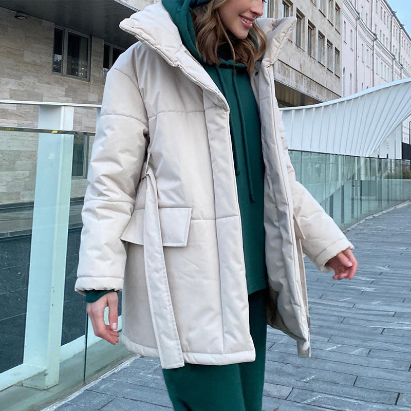 Quilted Jacket with Adjustable Waist Belt – Chic Fit