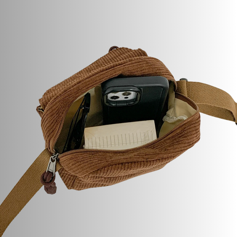 Mini Corduroy Crossbody Bag – Compact Shoulder Bag
