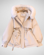 Women's Warm Padded Winter Parka Jacket with Detachable faux fur-Trimmed