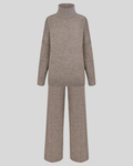 Women's Knitted Roll-Neck Sweater and Wide-Leg Trouser Set