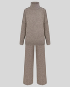 Women's Knitted Roll-Neck Sweater and Wide-Leg Trouser Set