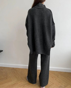 Women's Knitted Roll-Neck Sweater and Wide-Leg Trouser Set