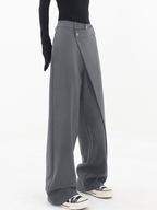 Women's Wide-Leg Wrap Trousers – Asymmetric High-Waist Relaxed Style