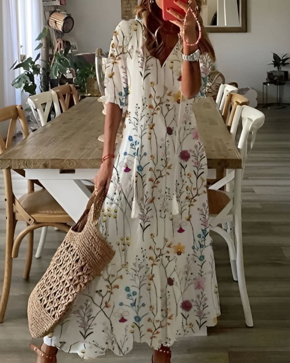 Boho Print Tiered Maxi Dress
